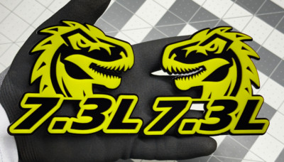 Godzilla Badges Emblem RAGING 7.3 Yellow/Black, 2 BADGES, Fender Aggressive-image