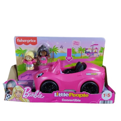Fisher Price Little People Barbie, Convertible Car W/2 Figures & Sound ~NEW~-image