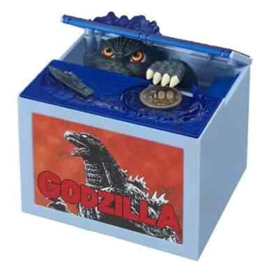 New Shine Godzilla Bank 10.7 x 11.3 x 12.5cm Blue Piggy Bank From Japan-image