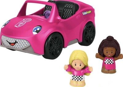 NEW Fisher Price Little People Barbie Convertible Pink Car w 2 Figures Sound-image