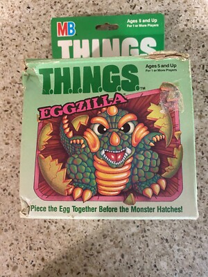 MB Things Eggzilla Skill Game Godzilla Clone Rare Vintage Boxed Game NOT WORKING-image