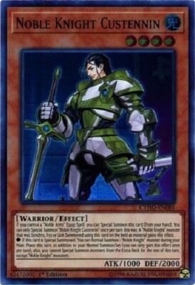 Yugioh - Noble Knight Custennin - 1st Ed - Super Rare - Free Holographic Card-image