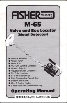 Fisher M-65 Metal Detector Original Instruction Book with Free Shipping-image