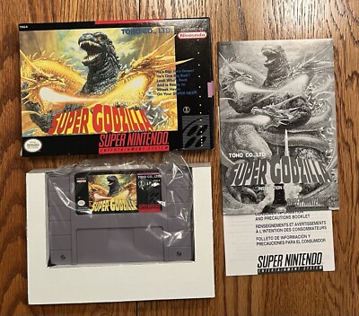 Super Nintendo SNES Super Godzilla With Box And Manual Tested Working-image