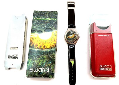 NEW Swatch Irony Watch GODZILLA YGS705 Special Edition with Chestnut Pin -image