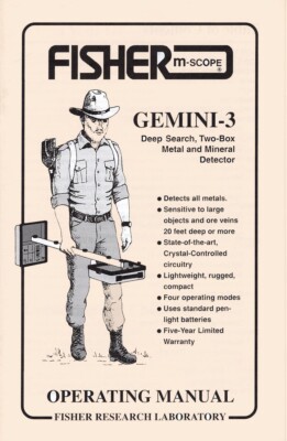 Fisher Gemini-3 Metal Detector Original Instruction Book with Free Shipping-image