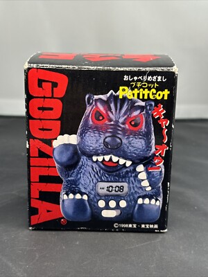 1998 PETICOT 3.5” GODZILLA DIGITAL ALARM CLOCK NEW IN BOX!-image