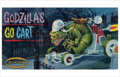 AURORA GODZILLA GO-CART MODEL KIT BOX ARTWORK - POSTER REPRINT-image