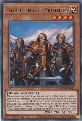 Yugioh Noble Knight Brothers MAGO-EN083 Rare 1st  Nr Mint x3 Play Set-image