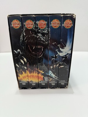 Godzilla Set of 5 VHS tapes in box Horror Sci-Fi 1997 Gigan, Mechagodzilla-image