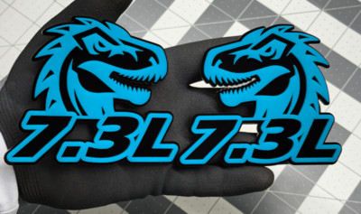 Godzilla Badges Emblem RAGING 7.3 Light Blue/Black, 2 BADGES, Fender Aggressive-image