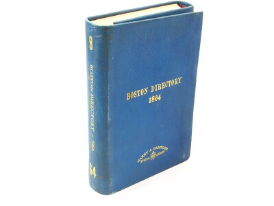 1864 Boston Directory Business City Record Rebound in Blue Leather-image