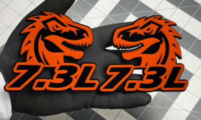 Godzilla Badges Emblem RAGING 7.3 Orange/Black, 2 BADGES, Fender Aggressive-image