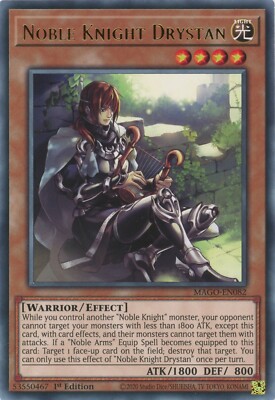 Yugioh Noble Knight Drystan MAGO-EN082 Rare 1st  NM x3 Play Set-image