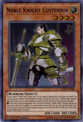 Noble Knight Custennin - CYHO-EN088 - Super Rare - 1st Edition Near Mint Cyberne-image