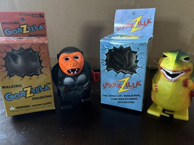 Vintage Windup Gorzilla And Sparkzilla King Kong And Godzilla Spark Original Box-image