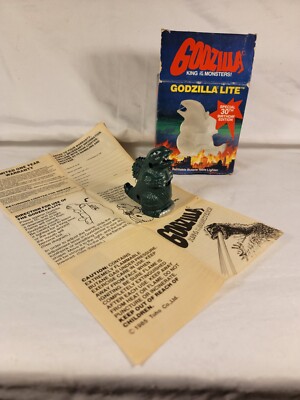 Vintage Godzilla Lite Lighter! Toho 1985 MIB! 30th Anniversary Birthday! L@@K!-image