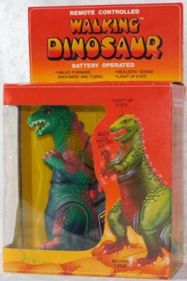 VTG 1980s Godzilla T REX Dinosaur Remote Control Battery Operated w/ Box-image
