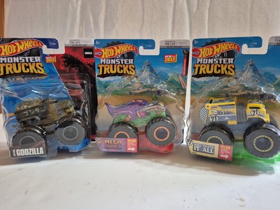 Hot Wheels Monster Truck Lot of 3 NIP MegaWrex Godzilla Will Trash It All -image