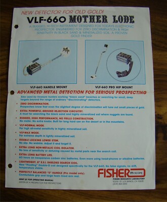 1980s Fisher VLF-660 Mother Lode Metal Detector Brochure gold prospecting-image