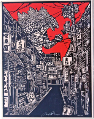 108/500 GODZILLA 11x14 ARTIST SIGNED Bam Box Art-image