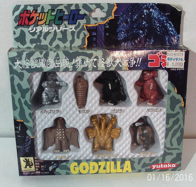 GODZILLA Figures Box Set Of 7 Vintage 1992 Yutaka NRFB Japan RARE LOOK-image