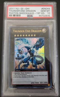 2011 Yugioh - Photon Shockwave 1st Edition Thunder End Dragon - PSA 10-image