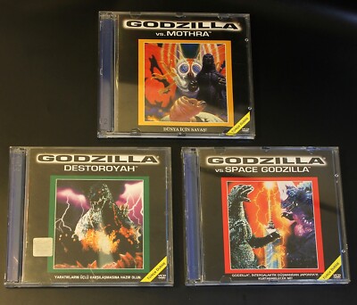 VCD Godzilla Movies Destroyah Mothra SpaceGodzilla Turkish Video CD Set of 3-image