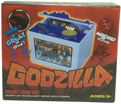 Godzilla Mischief Bank Coin Box LED Sound Gimmick Moving Figure New In Box-image
