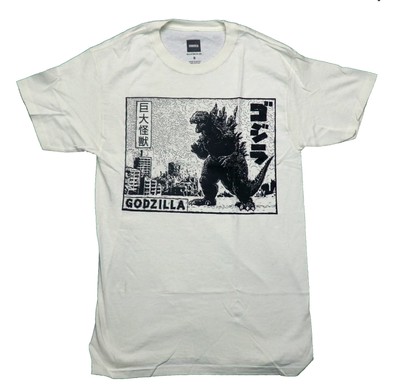 Godzilla New Adult T-Shirt -Along Kanji/Japanese Print Walking In City Box Image-image