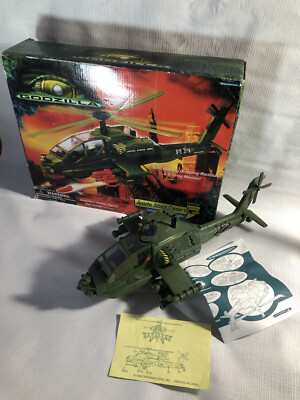 TrendMasters 1998 Godzilla Apache Attack Helicopter INCOMPLETE Box Parts Repair -image