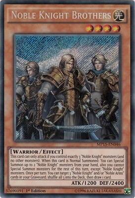 Noble Knight Brothers - MP15-EN046 - Secret Rare -  1st Edition Yugioh-image
