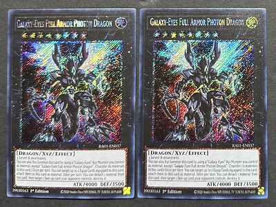 YUGIOH 2x Galaxy-Eyes Full Armor Photon Dragon Platinum Secret Rare RA01-EN037-image