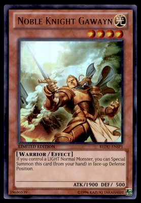 1996 Yu-Gi-Oh! Noble Knight Gawayn #REDU-ENSP1 Limited Edition Near Mint-image