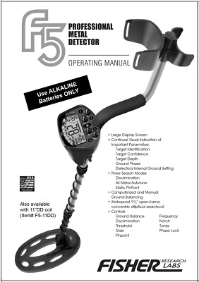 Fisher F5 Metal Detector Instruction Book with Free Shipping-image