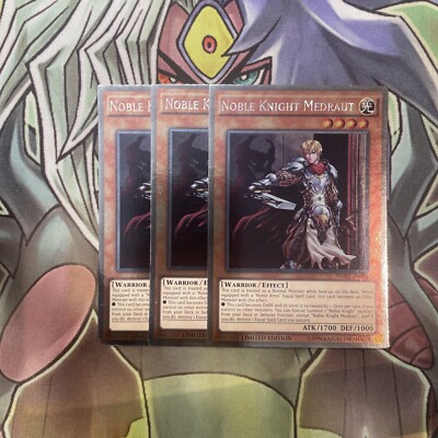 NKRT-EN006 Noble Knight Medraut Platinum Rare x3 Excellent Condition Yugioh-image