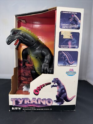 1987 BOTOY 10” GODZILLA WALKING SMOKING LIGHT UP ROAR Tyrano Toy NEW IN BOX!-image