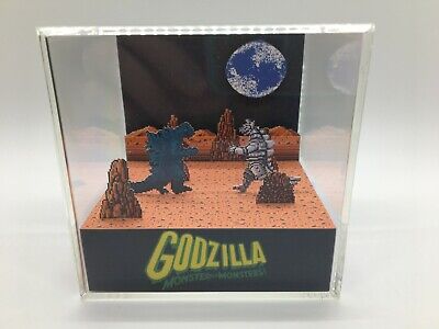 Godzilla Monster of Monsters Vs. Mechagodzilla Shadow Box Diorama Art Decor NES-image