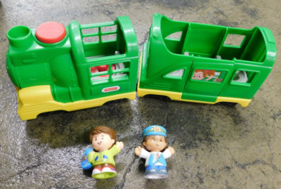 Lot Little People Green Passenger Car Friendly Train Sound Lights 2 Figures work-image