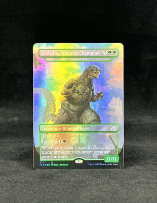Godzilla Primeval Champion (Titanoth Rex) Foil Borderless Ikoria MTG-image