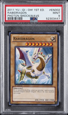 2011 YU-GI-OH! PHSW-PHOTON SHOCKWAVE 1ST ED #EN002 RABIDRAGON PSA 9-image