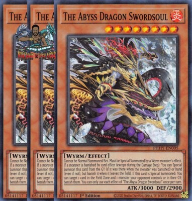 Yugioh! 3x The Abyss Dragon Swordsoul PHHY-EN005 Super Rare 1st Ed NM-image