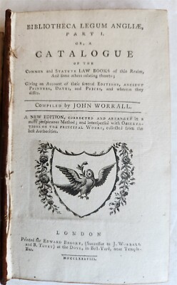 1788 CATALOG of ENGLISH LAW BOOKS antique RARE-image