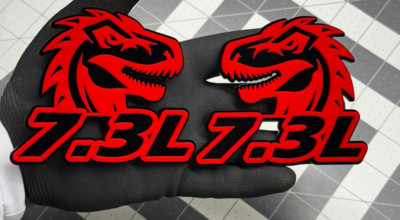Godzilla Badges Emblem RAGING 7.3 Red/Black, 2 BADGES, Fender Aggressive-image