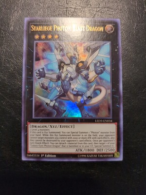 Yu-Gi-Oh! ULTRA RARE HOLO CARD STARLIEGE PHOTON BLAST DRAGON LED3-EN034 1ST NM-image