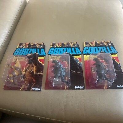 Super7 Toho ReAction Figures Wv6 - Godzilla 1974 Charged Up, 1964, King Caesar-image