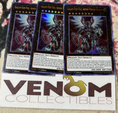 3x (M/NM) Galaxy-Eyes Full Armor Photon Dragon DUPO-EN063 Ultra Rare 1st Ed.-image