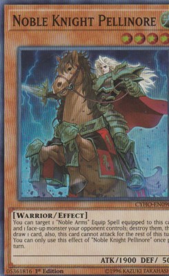 YUGIOH HOLO CARD 1 X NOBLE KNIGHT PELLINORE CYHO-EN090 1ST EDITION-image