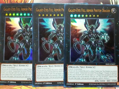 Yugioh Galaxy-Eyes Full Armor Photon Dragon X3 Ultra RA01-EN037 1st NM Playset-image