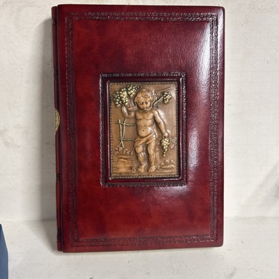 Vintage Leather Bound Wine Catalogue ￼ Book Itailan Wine Never Used !-image